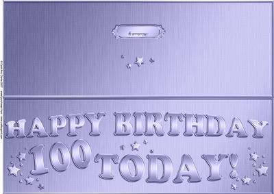 Large Dl 100th Birthday Quick Cut and Fold Card