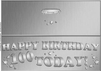 Large Dl 100th Birthday Quick Cut and Fold Card