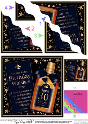 30th Birthday Whisky Wavy Corner Side Stacker Topper
