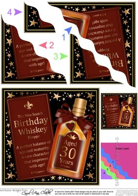 30th Birthday Whisky Wavy Corner Side Stacker Topper