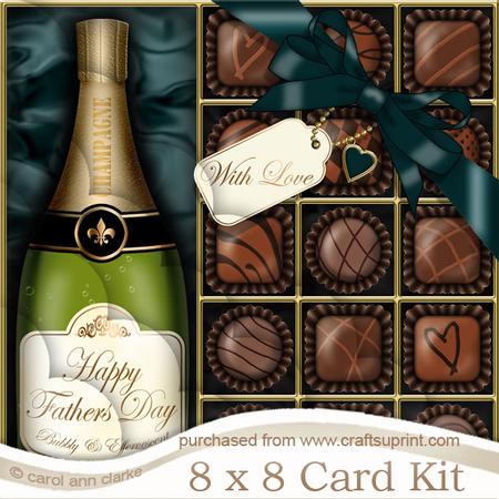 8 x 8 Fathers Day Champers N Chocs Scalloped Corner Kit