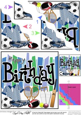 Birthday Sports N Games Wavy Corner Side Stacker Topper