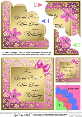 Floral Elegance Friend Birthday Shell Edged Stacker