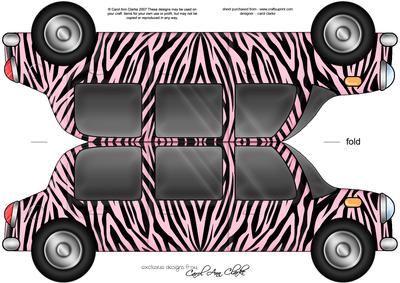 Large Dl Zebra Stripe Stretch Limo Shaped Card