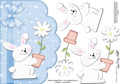 A5 Little Bunny Boy Felties Scalloped Edge N 3D Decoupage