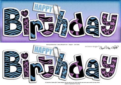 Large Dl Happy Birthday Animal Print Felties Quick Card