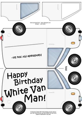 Happy Birthday White Van Man Shaped Card