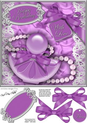 8x8 Perfume Lace N Pearls 3D Decoupage