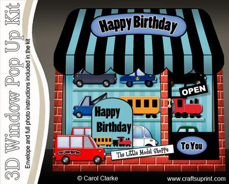 3D the Little Model Shop Window Pop Up Card Decoupage