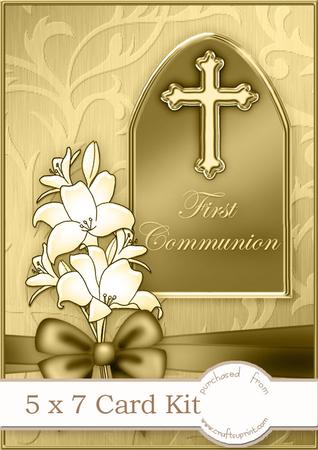 5 x 7 1st Communion Greeting Kit Decoupage and Wavy Corner