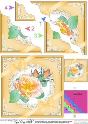Rose and Lace Wavy Corner Side Stacker Topper