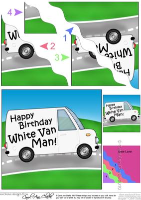 Happy Birthday White Van Man Wavy Corner Side Stacker Topper