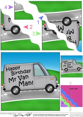 Happy Birthday Mr Van Man Wavy Corner Side Stacker Topper