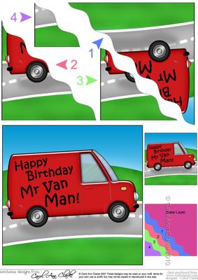 Happy Birthday Mr Van Man Wavy Corner Side Stacker Topper
