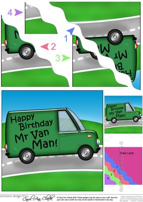 Happy Birthday Mr Van Man Wavy Corner Side Stacker Topper