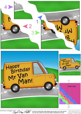 Happy Birthday Mr Van Man Wavy Corner Side Stacker Topper