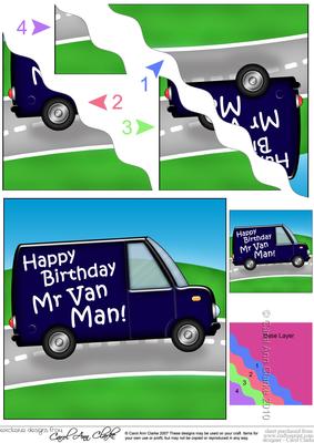 Happy Birthday Mr Van Man Wavy Corner Side Stacker Topper