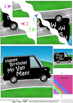 Happy Birthday Mr Van Man Wavy Corner Side Stacker Topper