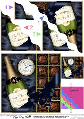 Retirement Champers N Chocs Wavy Corner Side Stacker Topper
