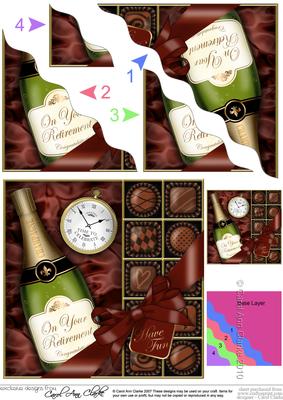 Retirement Champers N Chocs Wavy Corner Side Stacker Topper