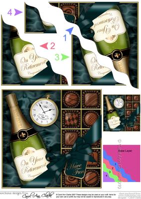 Retirement Champers N Chocs Wavy Corner Side Stacker Topper