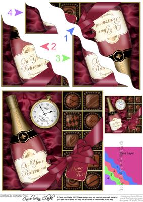 Retirement Champers N Chocs Wavy Corner Side Stacker Topper