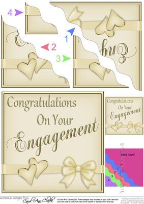 Elegant Romantic Engagement Wavy Corner Side Stacker Topper