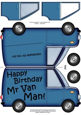 Happy Birthday Mr Van Man Shaped Card