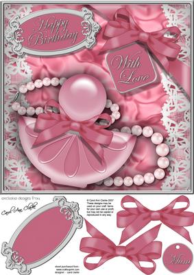 8x8 Perfume Lace N Pearls 3D Decoupage