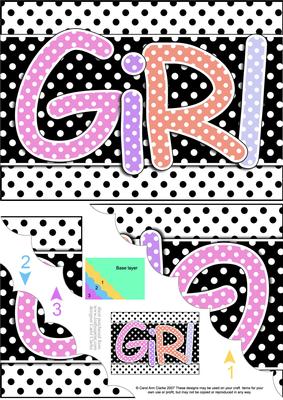 A5 Polka Dot Girl Scallop Corner Side Stacker Topper