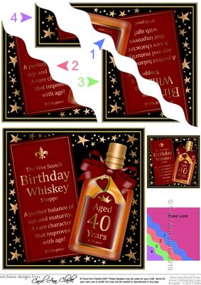 40th Birthday Whisky Wavy Corner Side Stacker Topper