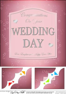 8 x 8 Wedding Day Pink Champers Label Scalloped Corner Toppe
