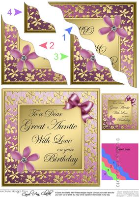 Floral Elegance Birthday Great Auntie Wavy Corner