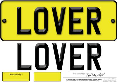 Large Dl Lover Novelty Number Plate N 3D Decoupage