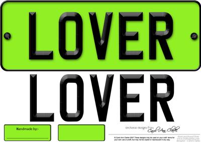 Large Dl Lover Novelty Number Plate N 3D Decoupage