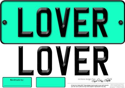Large Dl Lover Novelty Number Plate N 3D Decoupage