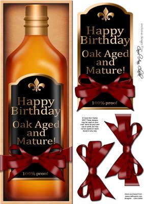 Large Dl Birthday Whisky in a Box Quick Card 3D Decoupage