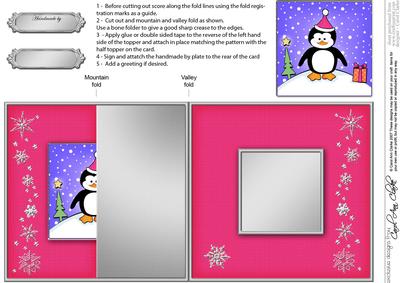 Cute Xmas Penguin No-hole Fold Back Card