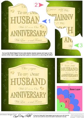 Husband Anniversary Champers Label Scallop Corner Stacker