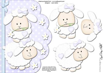 A5 Little Lamb Felties Scalloped Edge N 3D Decoupage