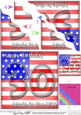 Flying the Flag Usa 30th Birthday Wavy Corner Side Stacker