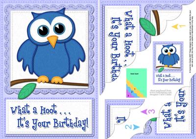 A5 What a Hoot Owl Birthday Scallop Corner Side Stacker