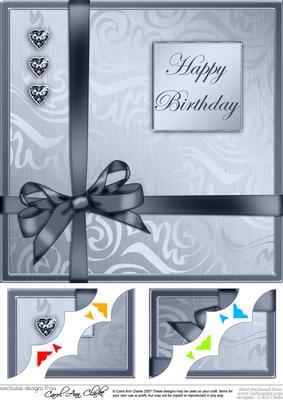 8 x 8 Elegant Flourish Birthday Scalloped Corner Topper