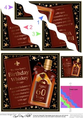 60th Birthday Whisky Wavy Corner Side Stacker Topper
