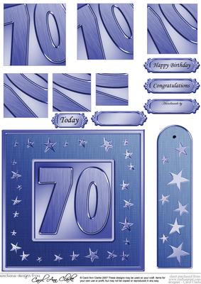 70th Bright Metallic Age Quick Card with Twisted Pyramage