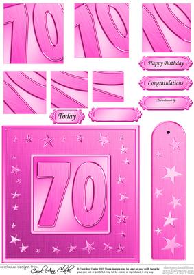 70th Bright Metallic Age Quick Card with Twisted Pyramage