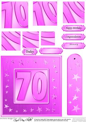 70th Bright Metallic Age Quick Card with Twisted Pyramage