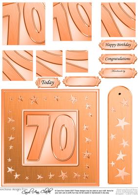 70th Bright Metallic Age Quick Card with Twisted Pyramage