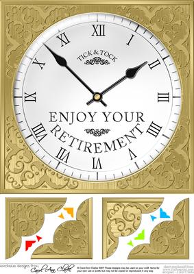 8 x 8 Retirement Clock Scalloped Corner Topper