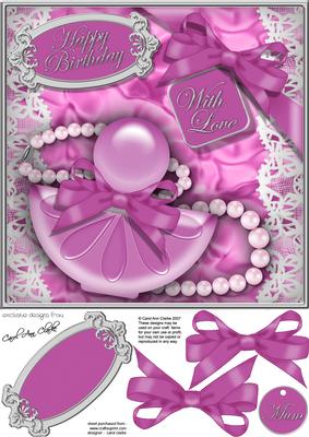 8x8 Perfume Lace N Pearls 3D Decoupage